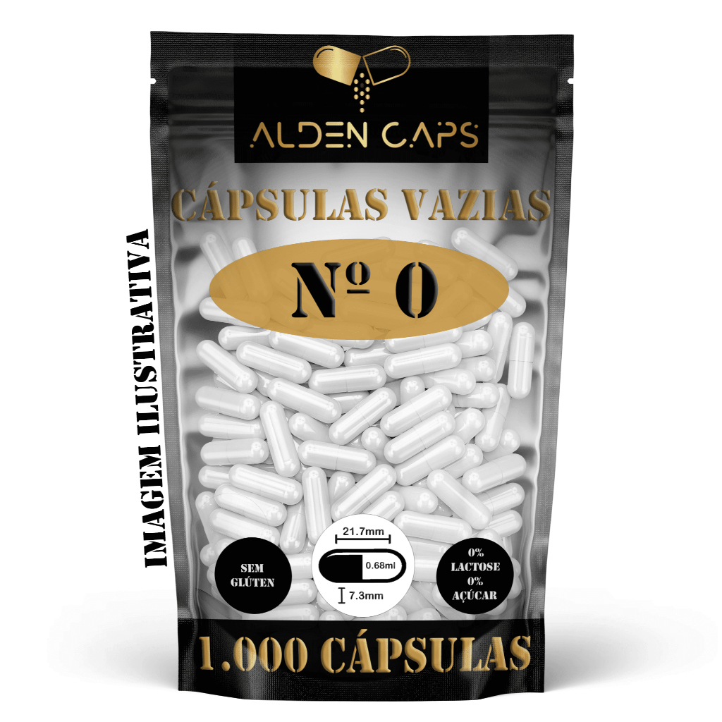 1.000 Cápsulas Vazias de Gelatina Branca N. 0 (500mg)