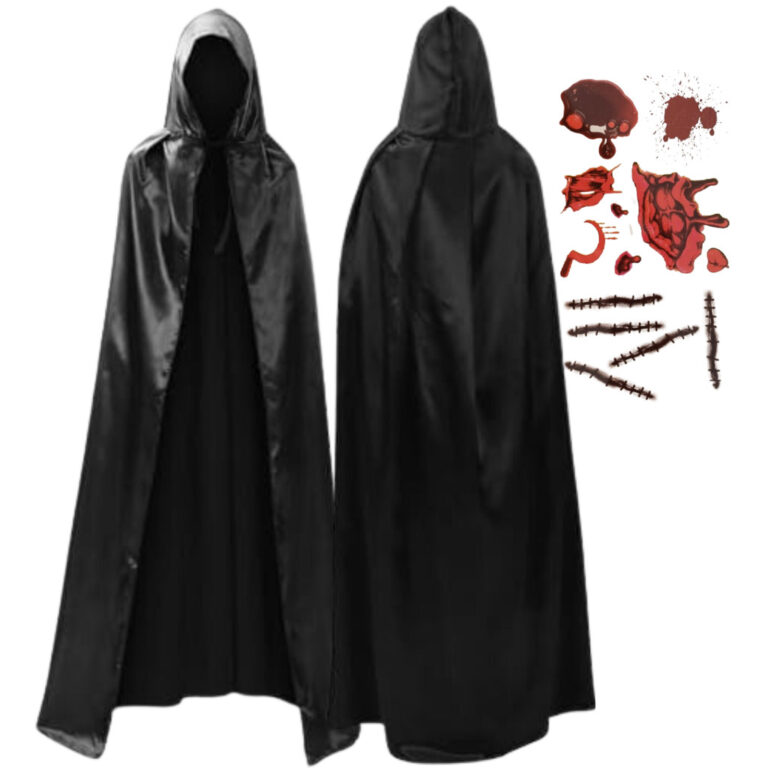 Kit Capa de Bruxa Dracula Vampiro + Ferimento Fals