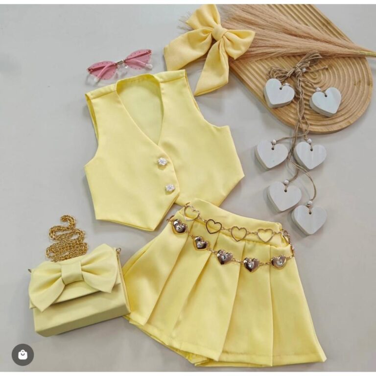 Conjunto 2 Peças Infantil Colete e Saia Para Meni