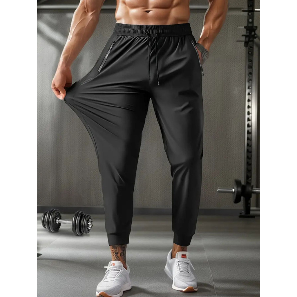 Calça Masculina Poliamida Com Elastano Bolsos Para Academia Esportiva Fitness Slim Fit Jogger Dry Fi