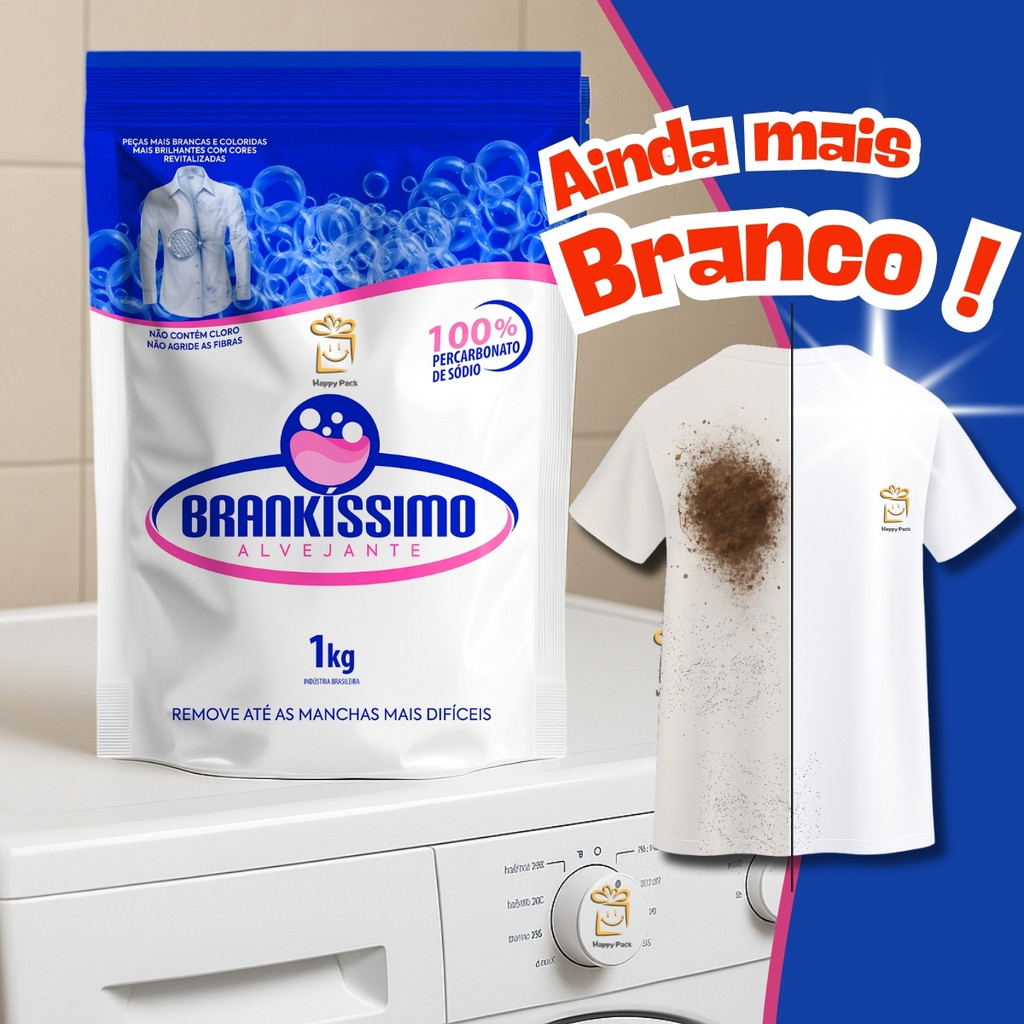 Percarbonato de Sódio Brakissimo 99% Clareador Sem Cloro, Tira Manchas e Branqueador de Roupan