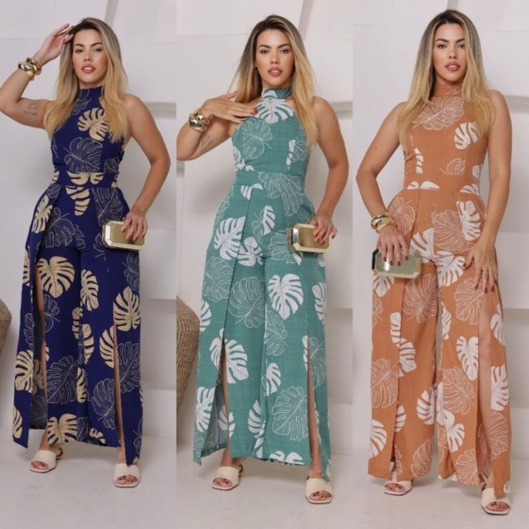 Macacão Social Longo Elegante Frente Única Fenda