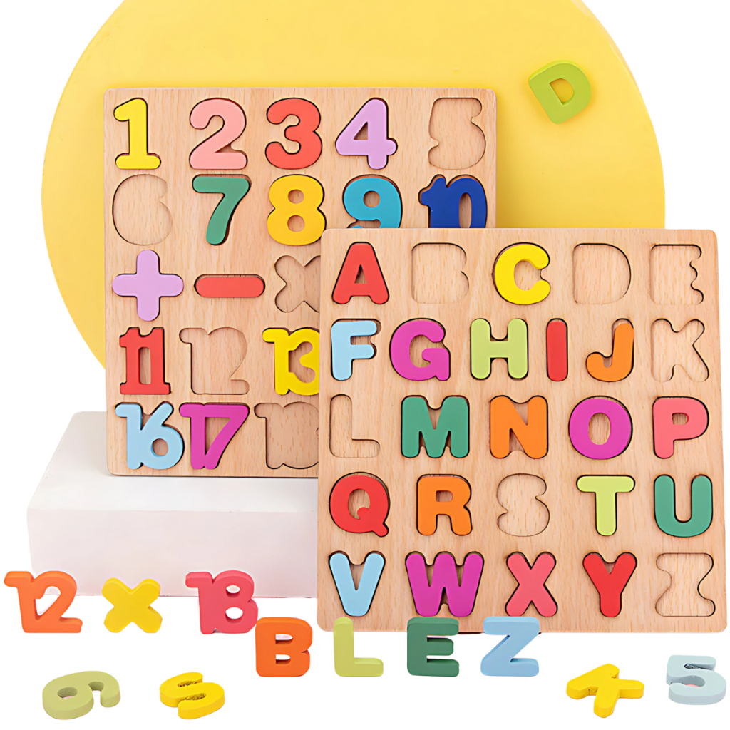 Kit 2 Tabuleiros Educativo Pedagógico Alfabeto Letras e Números Formas Geométricas Sortidos