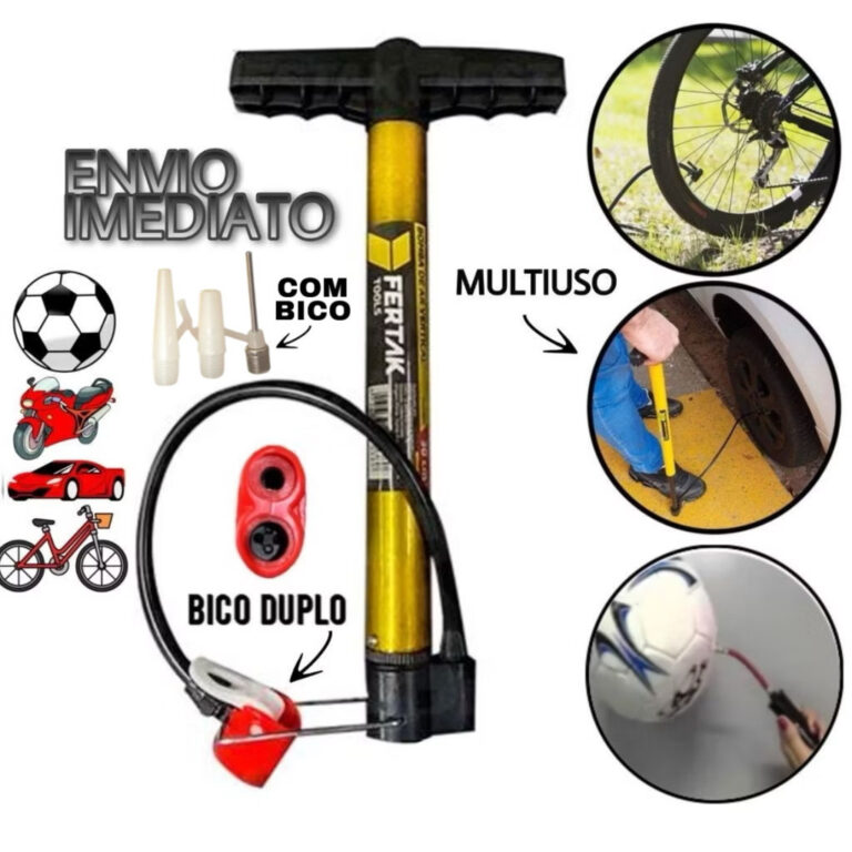 Bomba De Ar Manual + Bico Encher Bola Pneu Bicicle
