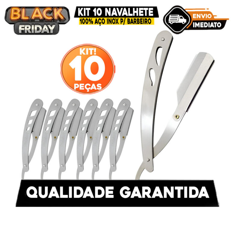 Kit 10 Navalhete Navalha 100% Aço Inox Barbeiro D