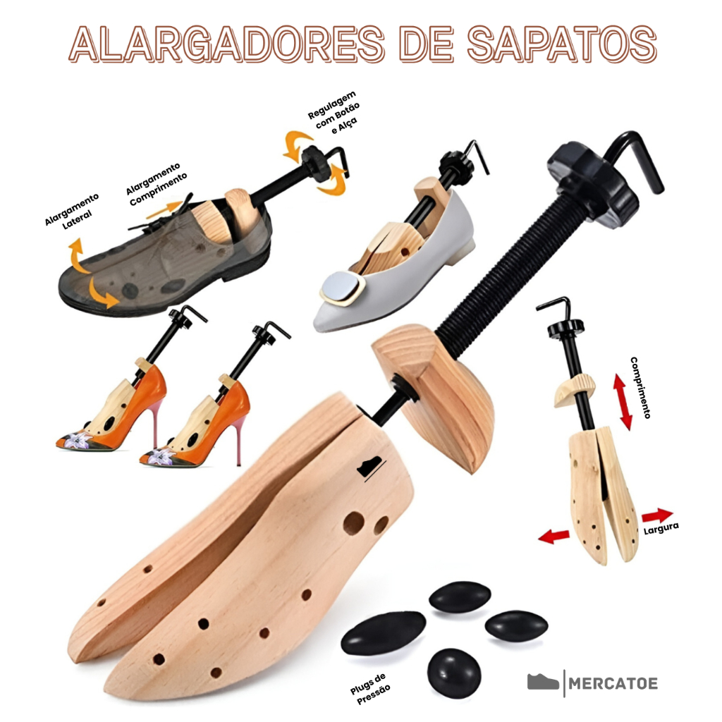 Alargador DE MADEIRA PARA SAPATOS Tênis Sandália P | M | G Modelador Laceador Expansor De Calçados