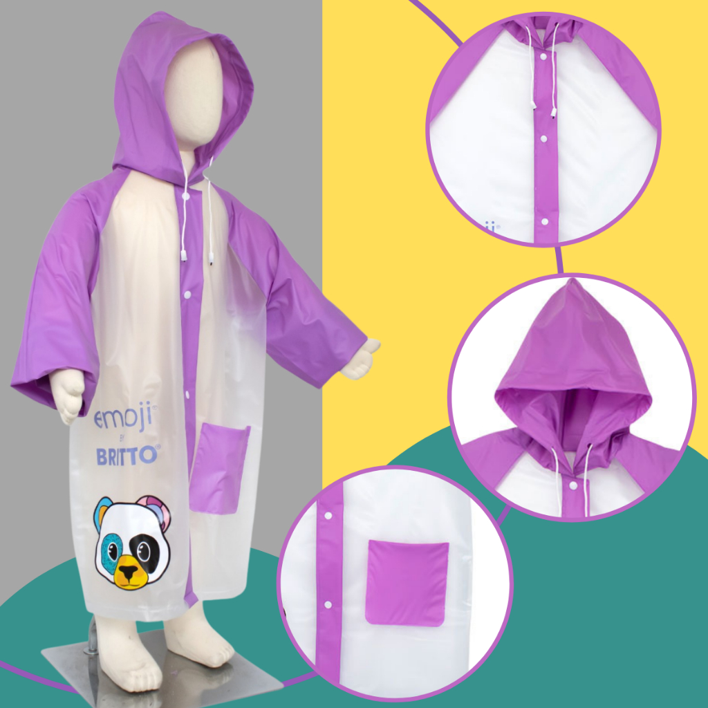 Capa de Chuva Infantil Menina Menino Com Capuz e Bolso PVC Unicornio Alien Urso Monkey