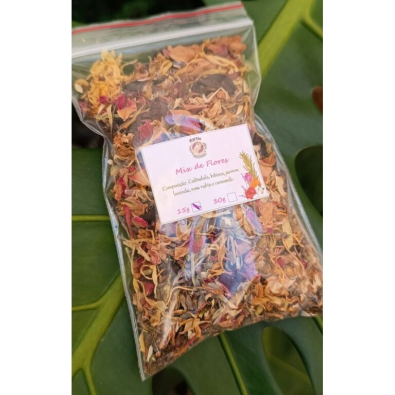 Mix flores desidratadas, calêndula, hibisco, rosa