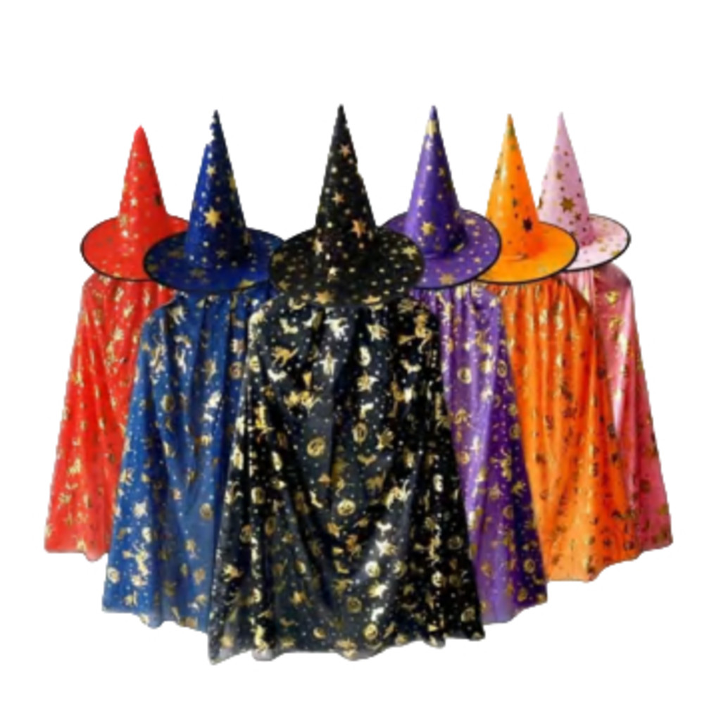Capa de Bruxo(a) Coloridas – 2 Tamanhos Para/FESTA, Fantasia e Halloween P/FESTA