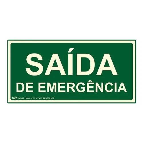 Placa Saida de Emergencia 10×20 fotolumiscent