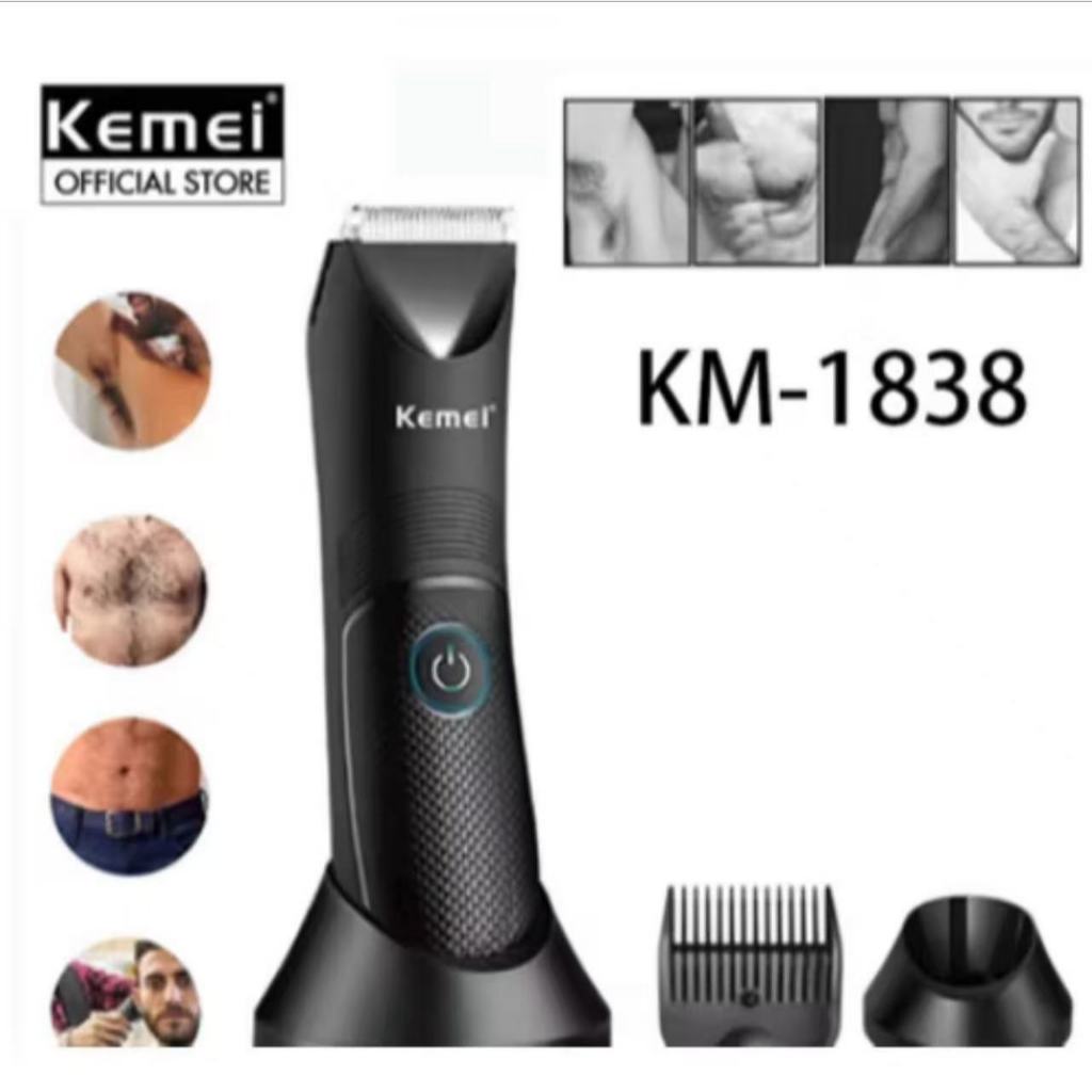 Kemei 1838 Barbeador elétrico masculino à prova dágua aparador de pelos corporais