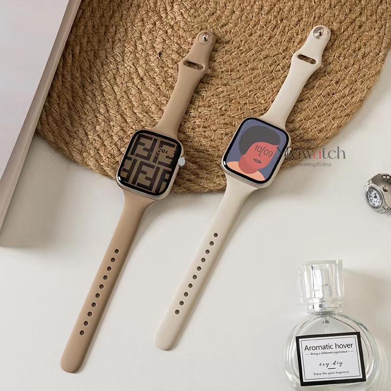 Pulseira Fina em Silicone Flexivel para AppleWatch lwatch 46mm 49 45 41 44 40mm 38mm 42mm Series 10/