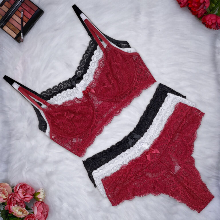 Conjunto Lingerie Renda Sutiã Com Aro Sem Bojo Co