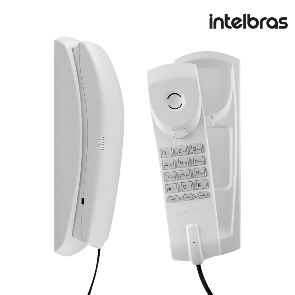 Telefone Gôndola Fixo Cinza Artico Com Fio Intelbras TC20 Parede Mesa Teclado Luminoso Cabo Longo