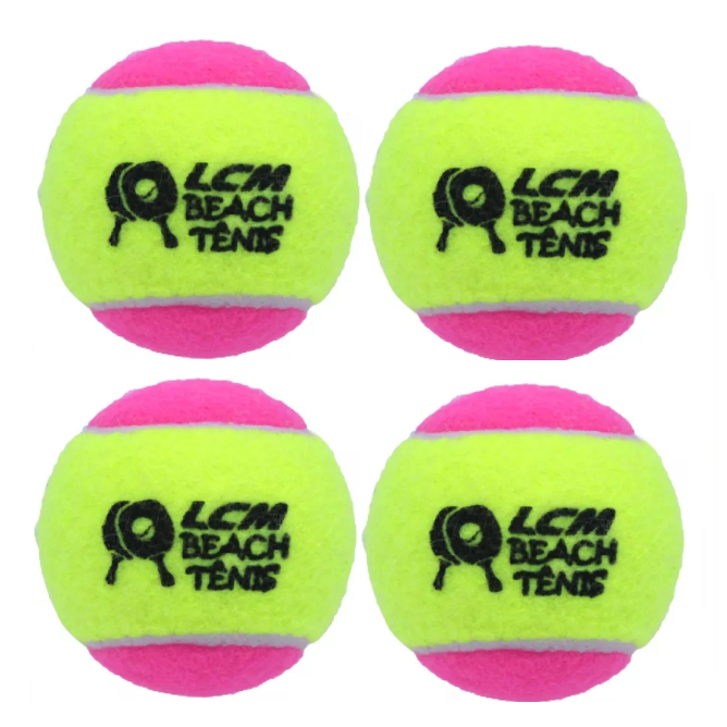 KIT 4 Bolas Beach Tennis Bolinha Tênis Praia LCM