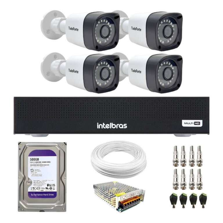 Kit 4 Câmeras Segurança Full HD DVR Intelbras 4 