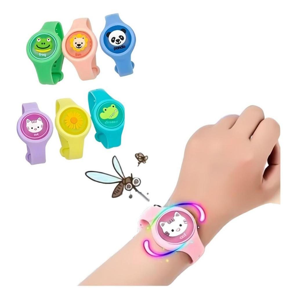 Kit 6 Pulseiras Repelente Mosquito Pernilongo Infantil Led Cor