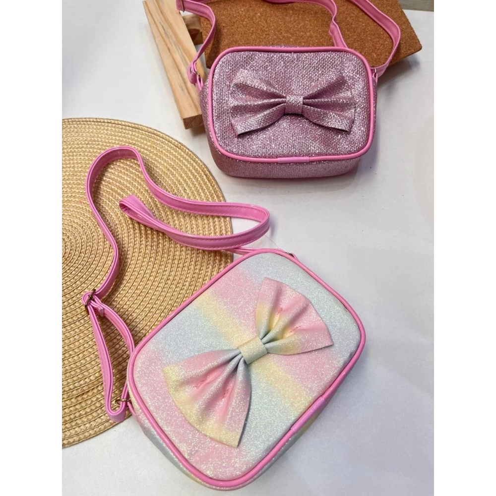 Bolsa Infantil Transversal com Laço, Bolsinha de Menina Blogueirinha Bolsa Lacinho Infantil