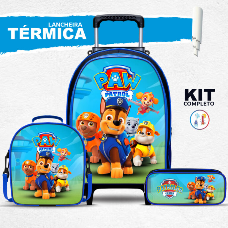 Kit Mochila Escolar Patrulha Canina com Lancheira 