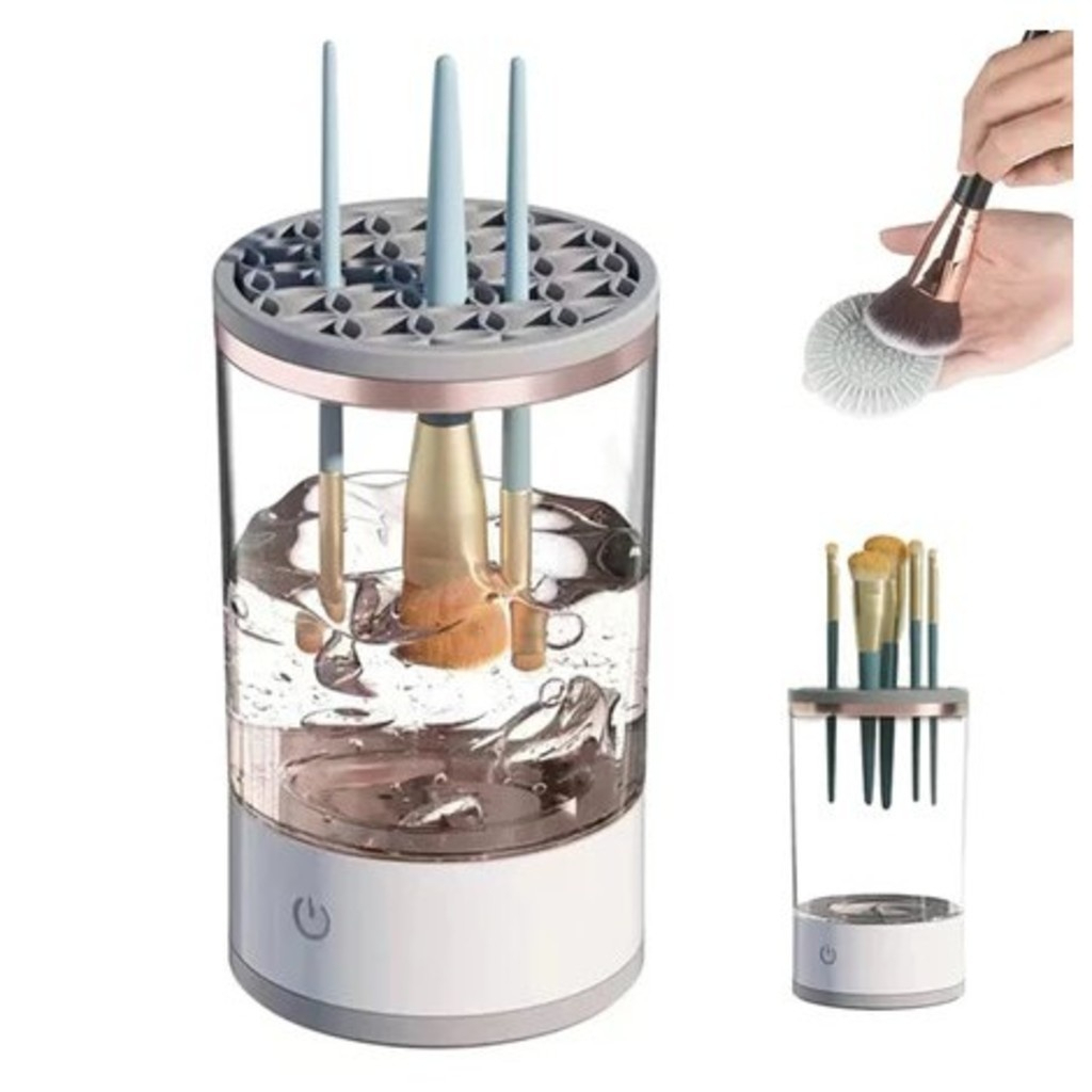 Limpador Pincel Esponja Maquiagem Elétrico 3 em 1 Lava e Seca Automático USB. BX