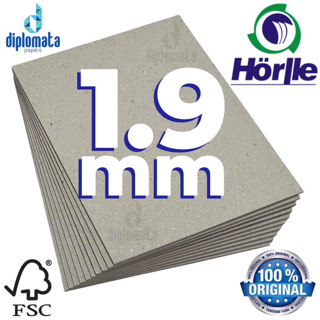 Cartão Cinza Horlle 1.9 mm (Papelão Holler 1,9mm) para Encadernação e Cartonagem A4 A5 A6 15,5×21,5