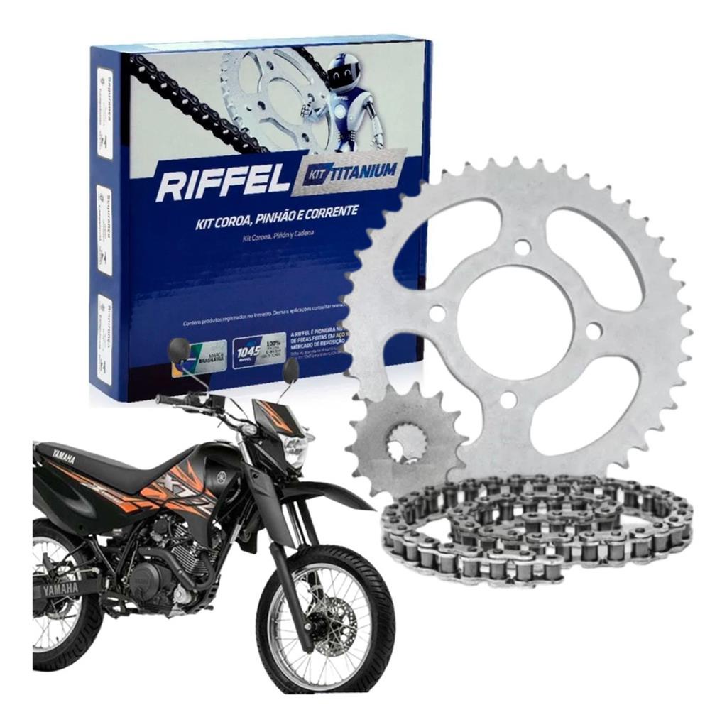 Kit Relação Tração Transmissão Yamaha XTZ 125 K – E – XE – XK 2002 A 2016 Original Riffel