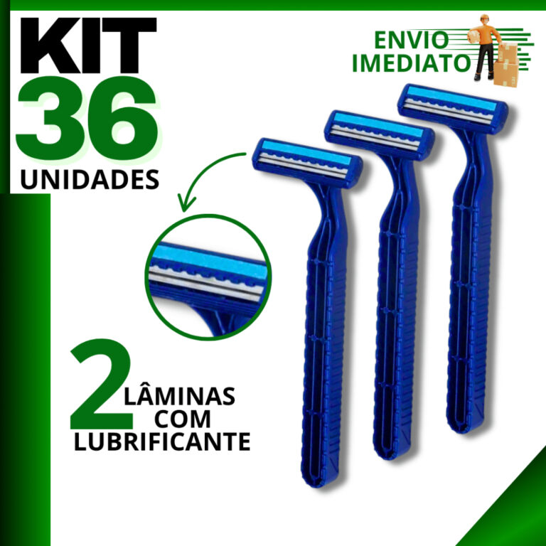 Kit 36 Barbeador Descartável 2 Lâminas com Fita