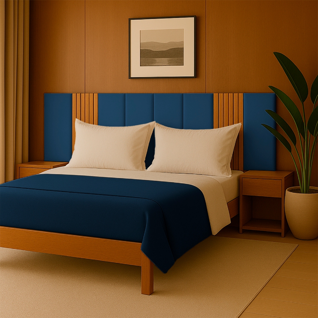 Kit  Cabeceira Estofada + Ripado Premium Modular Cama Box Completo