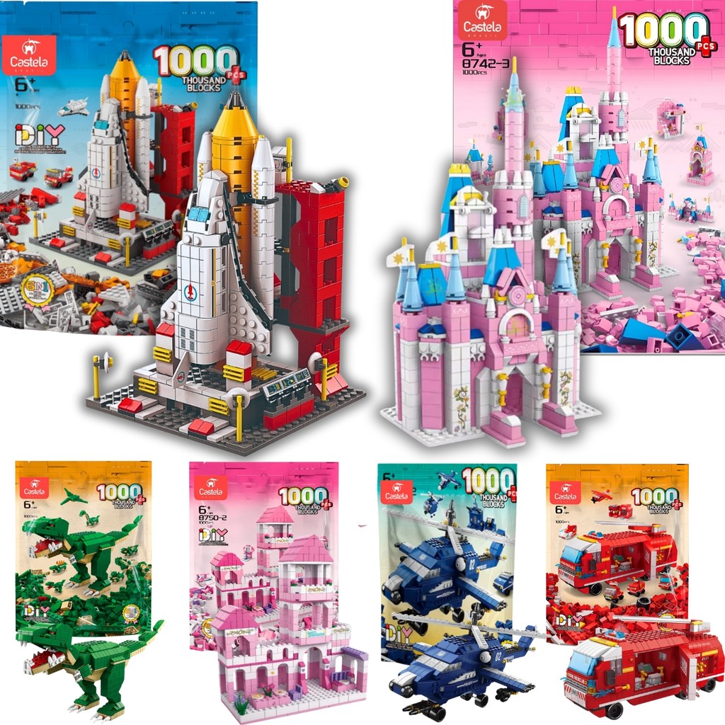 Mega Blocos de Montar Kit Com 1000 peças 6 em 1 – Castela
