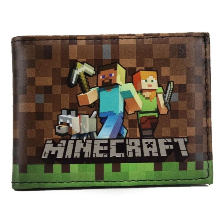 Carteira Infantil Minecraft De Couro Porta Cartão