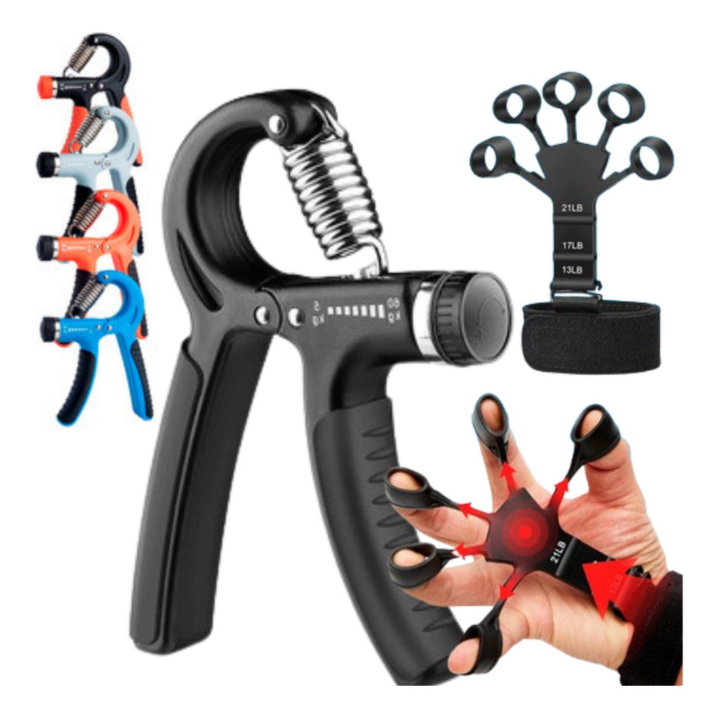 Hand Grip e Flexor de Dedos Fortalecedor Punho, Mãos e Antebraço Ajustável Fisioterapia Treino Força