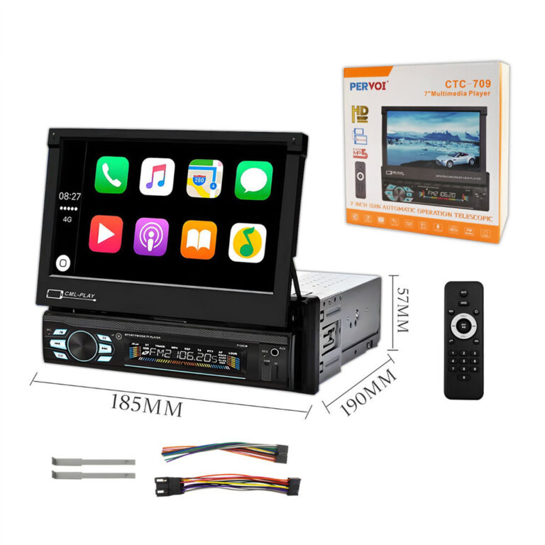 Rádio Automotivo 1 Din 7 Retrátil Bluetooth USB 