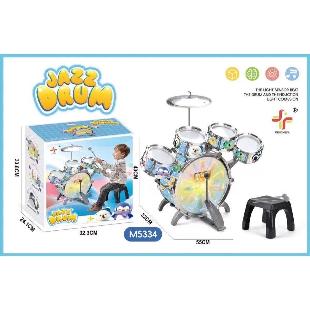 Conjunto de bateria de jazz infantil grande, conjunto de instrumentos de percussão de jazz