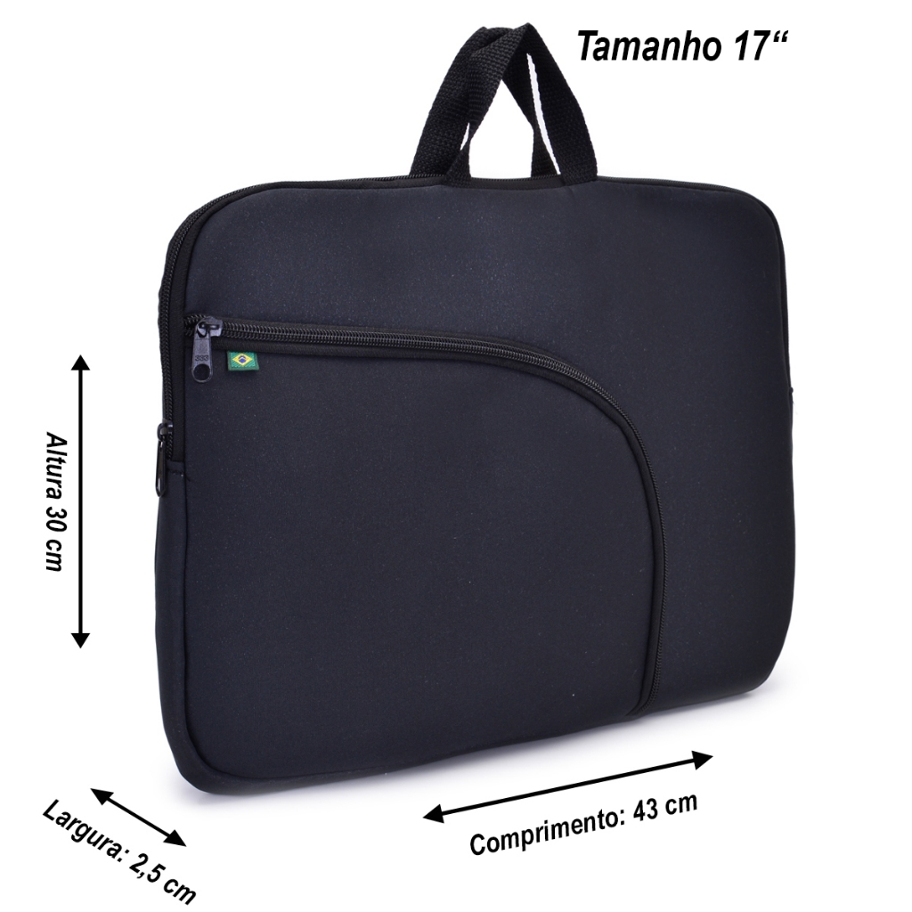 Bolsa Case Capa Estojo Com Bolso e Alça Para Notebook/Macbook 14/15,6/17
