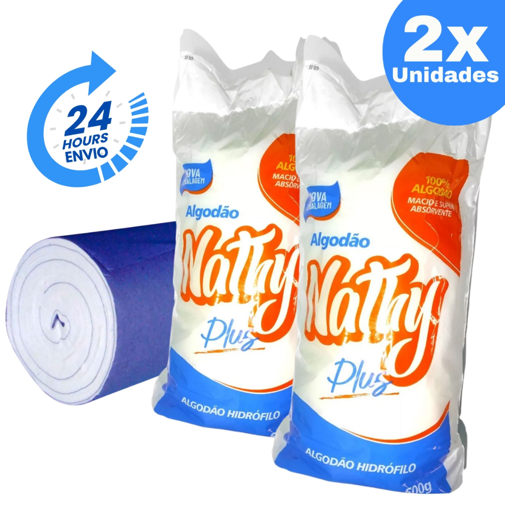Kit 2x Algodão Hidrófilo Em Rolo 500g 100% Algodão Nathy Absorvente Ideal Para Limpeza