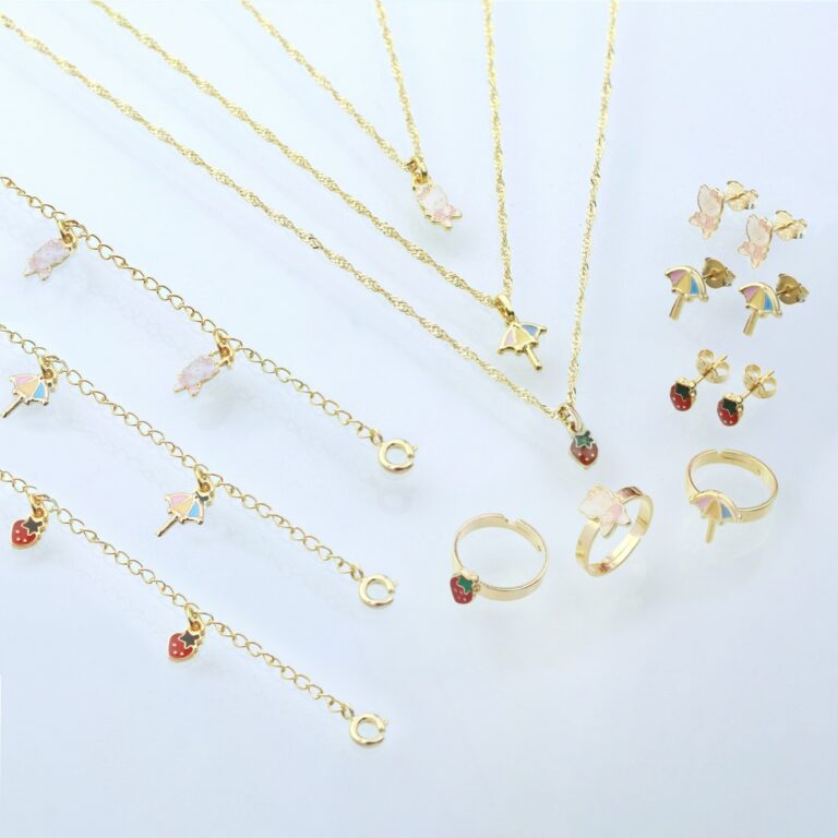 Kit de 3 Semijoias Infantis Guarda-Sol, Moranguinh