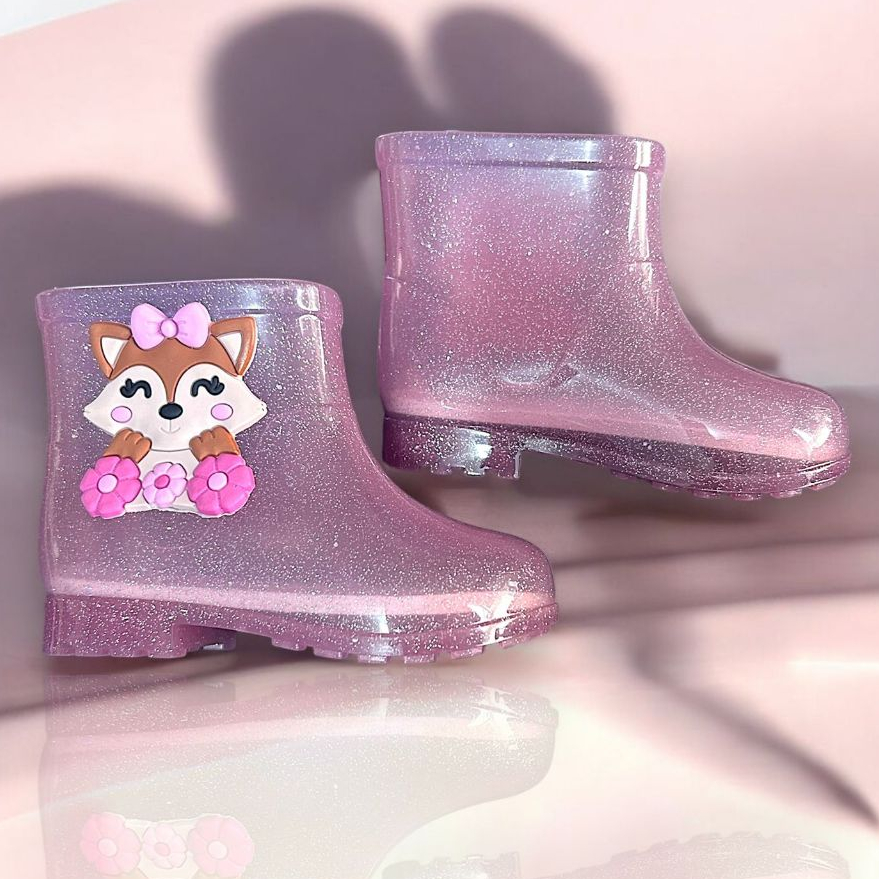 Galocha Feminina Infantil Raposa Bota Macia Meninas Confortável Leve Delicada Botinha Antiderrapante