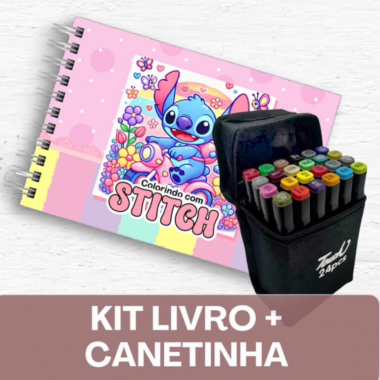 Livro de colorir STITCH + Canetinhas / 50 Folhas /