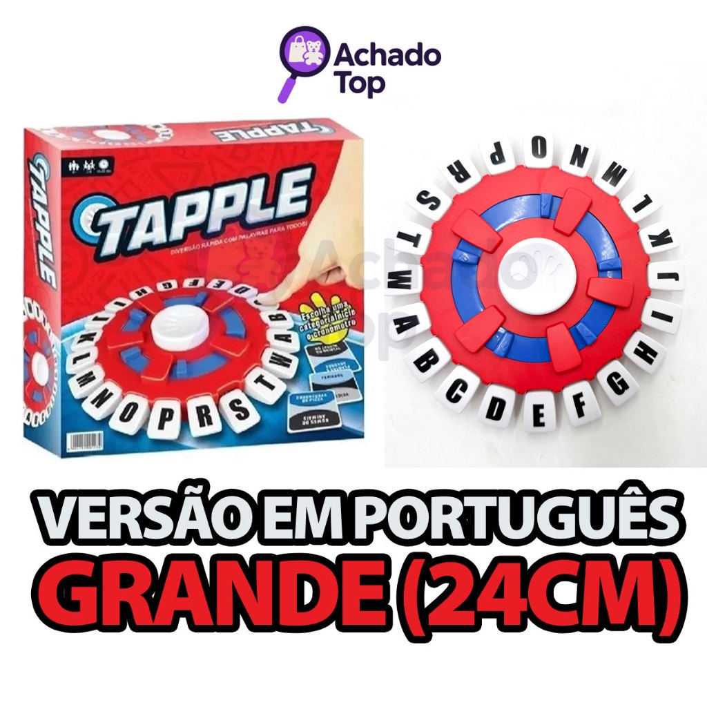 Jogo de Tabuleiro Tapple, Stop que Trava Letras com Temporizador GRANDE 24cm, Versão em Português