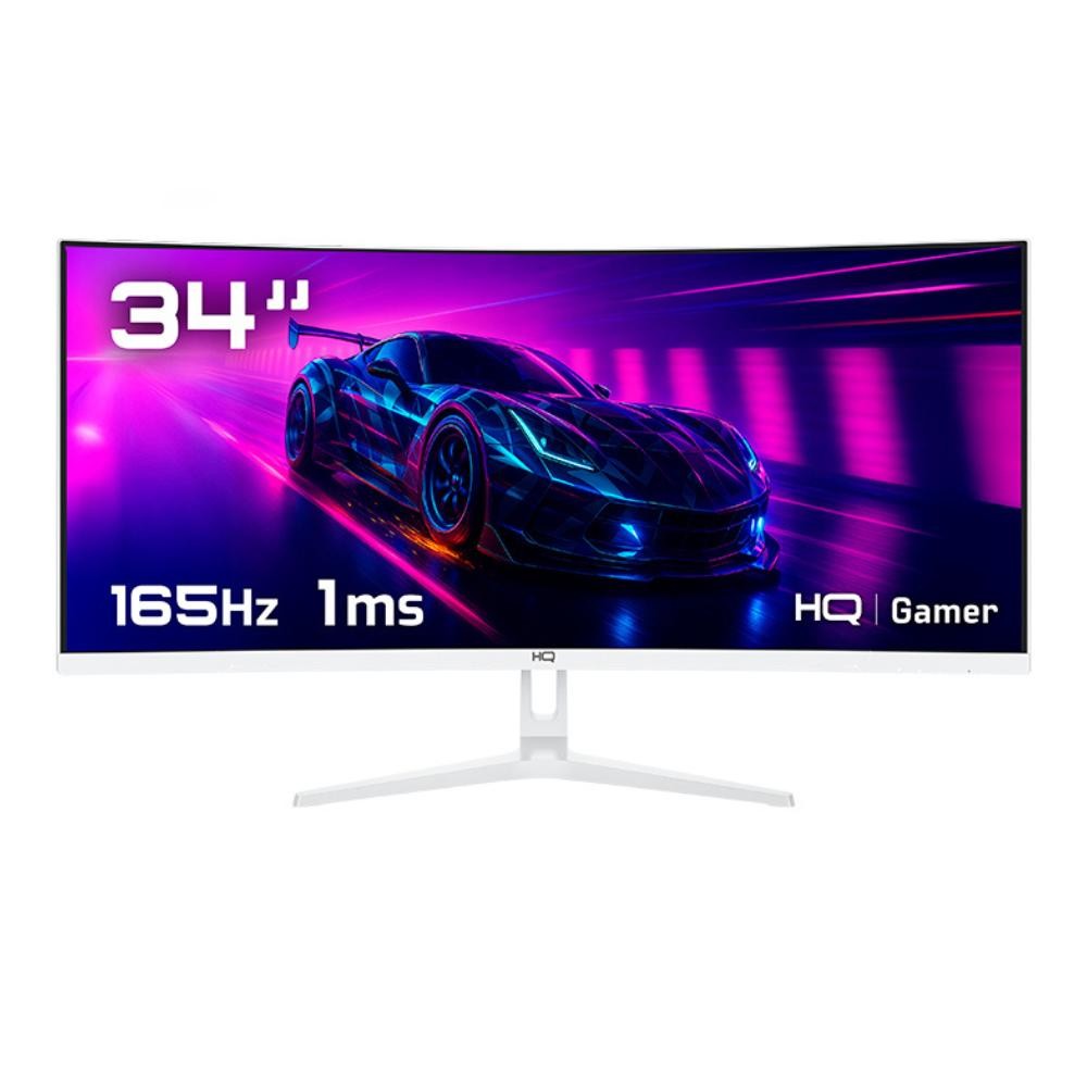 Monitor Gamer 34 Curvo Branco 1ms, 165Hz, UltraWide (QHD) – 3440×1440 AMD FreeSync, HDMI, DP, HQ Pre