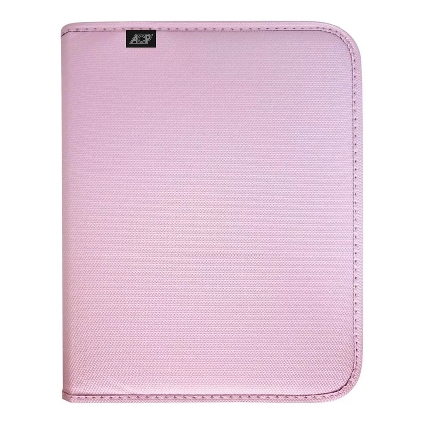 Fichário Universitário 4 Argolas Pastel Com Estojo Acp Rosa