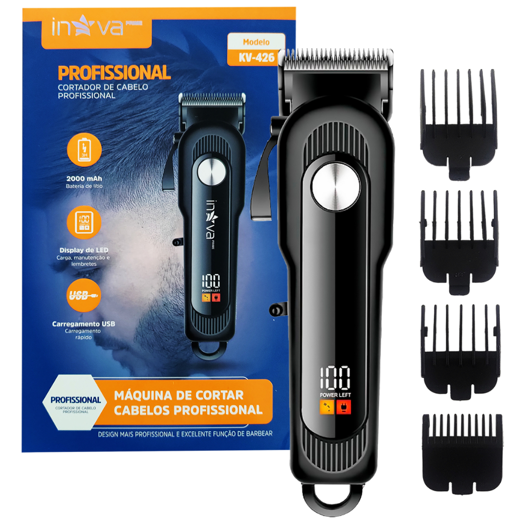 Máquina Aparadora Profissional Barbeador Cabelos Barba