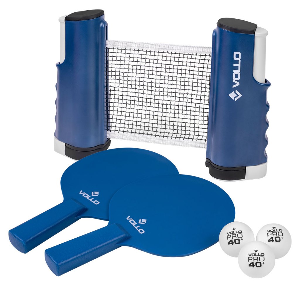 Kit Esportivo Ping Pong Tênis de Mesa 6 Peças Bolas Pro 40+ Rede Raquetes Vollo