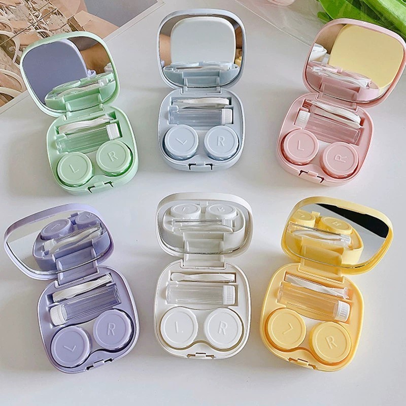Estojo colorido Portátil com Espelho para Lentes de Contato barato para Viagem feminino