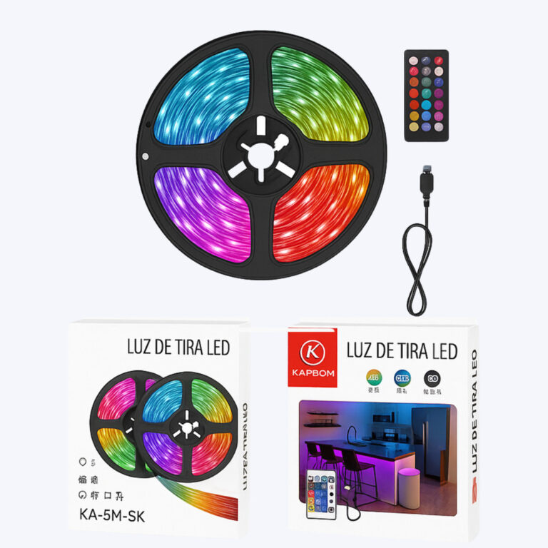 Fita LED RGB 5 Metros Com Controle e Sensor de Som