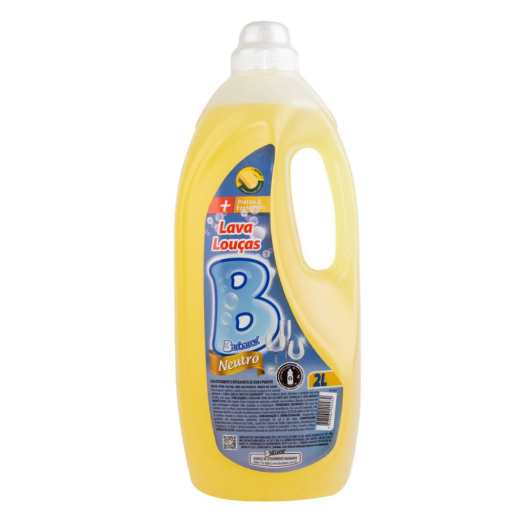 Detergente Lava Louças Economico Neutro Barbarex 2 litros
