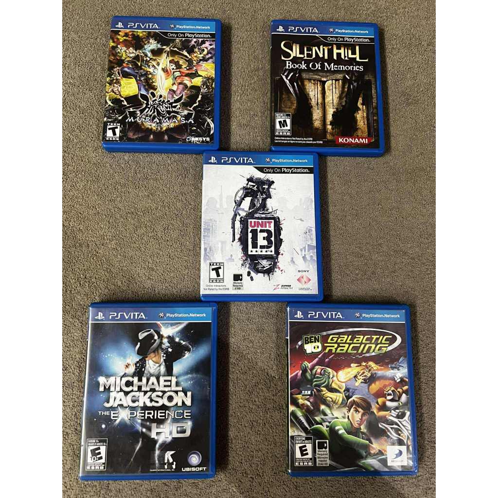 Caixas vazias jogos de PS Vita – Muramasa Rebirth / Silent Hill / Unit 13 / Michael Jackson / Ben 10