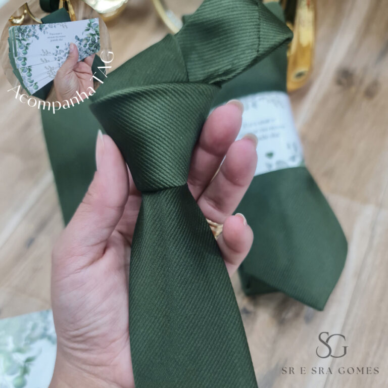 GRAVATA VERDE OLIVA TECIDO TRABALHADO