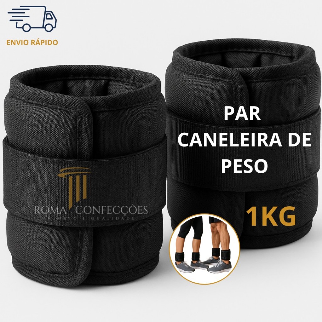 Par Caneleira de Peso 1kg Profissional Tornozeleira Academia Treino de Perna Fitness
