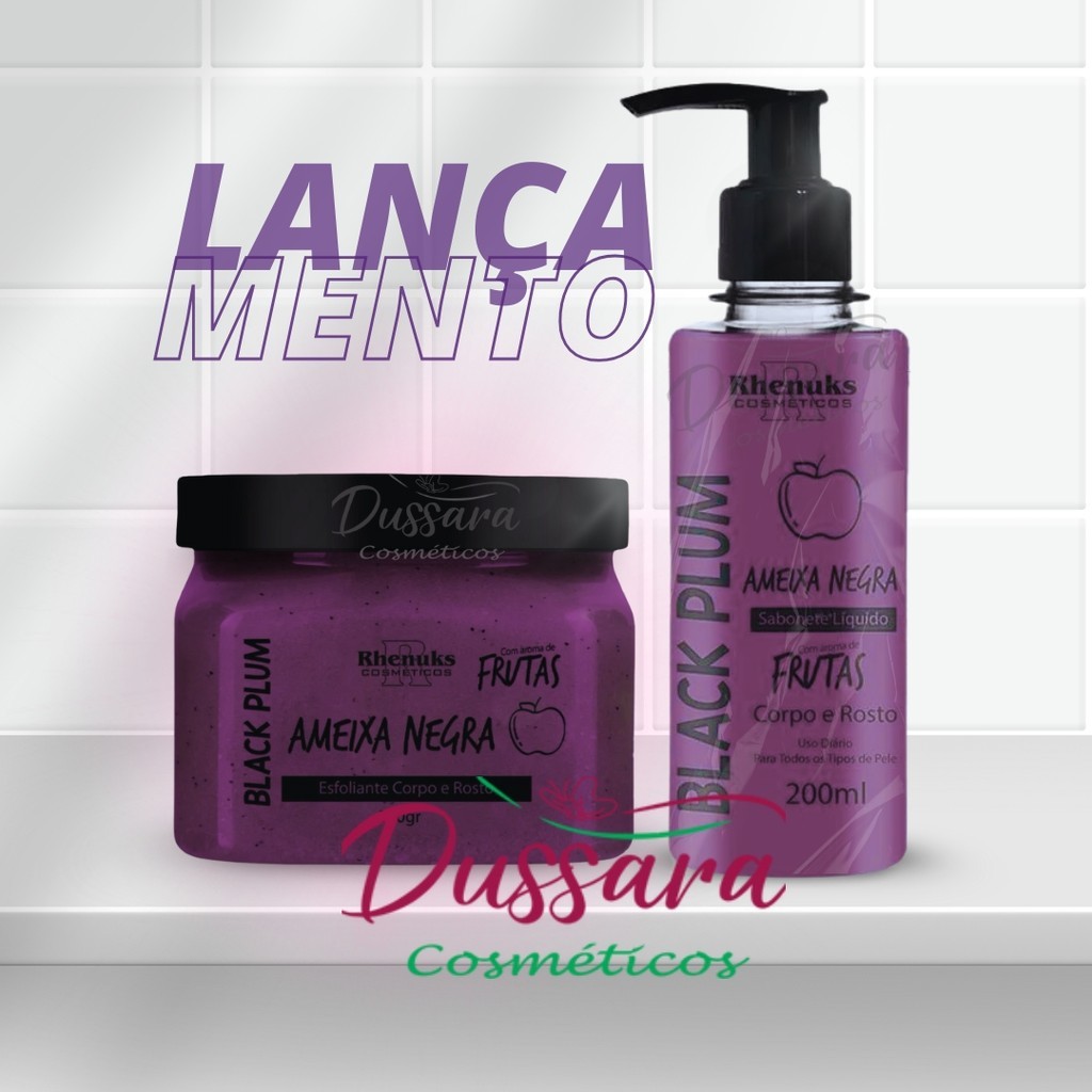 Kit Esfoliante + Sabonete Líquido Corpo E Rosto – Ameixa Negra – Rhenuks